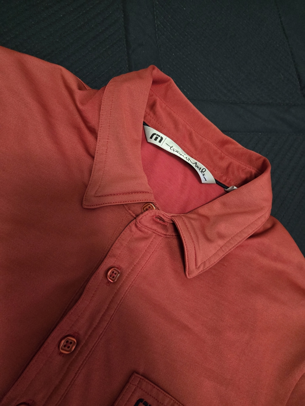 Travis Mathew Men's Coral Polo-Style Button Shirt